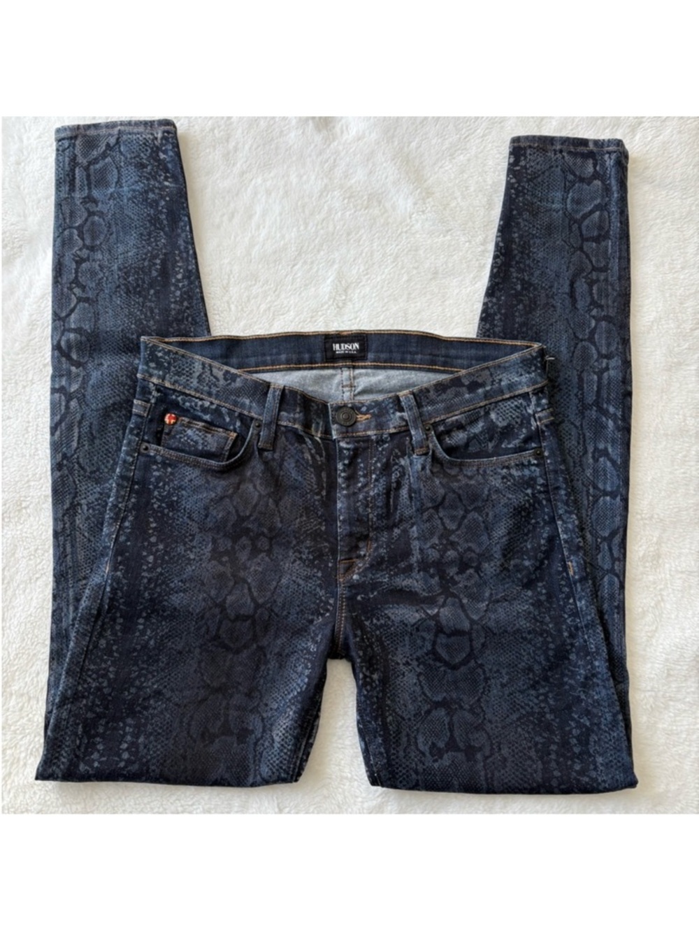 Hudson Jeans Women's Nico Super Skinny Mid-rise Jeans in Blue Snake Print